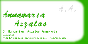 annamaria aszalos business card